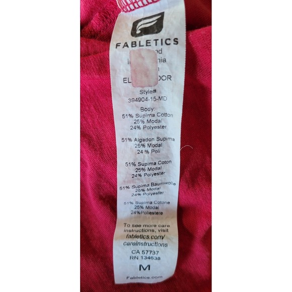 Fabletics Long-Sleeve T-Shirt Medium Casual Raspberry Red Open Back - Picture 4 of 4